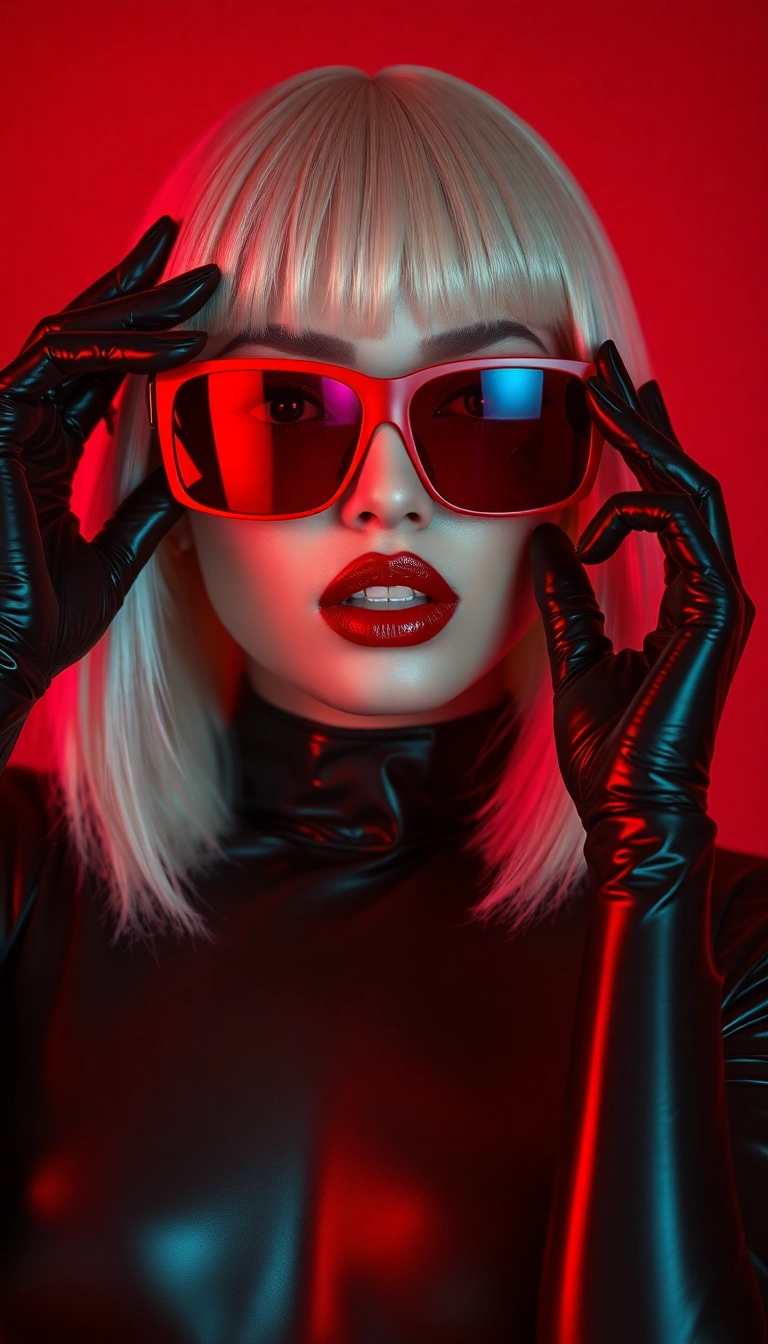 iPhone Polished Y2K Woman Fashion Model in Black and Red Dynamic Wallpaper Copyright-Free Stock Photo